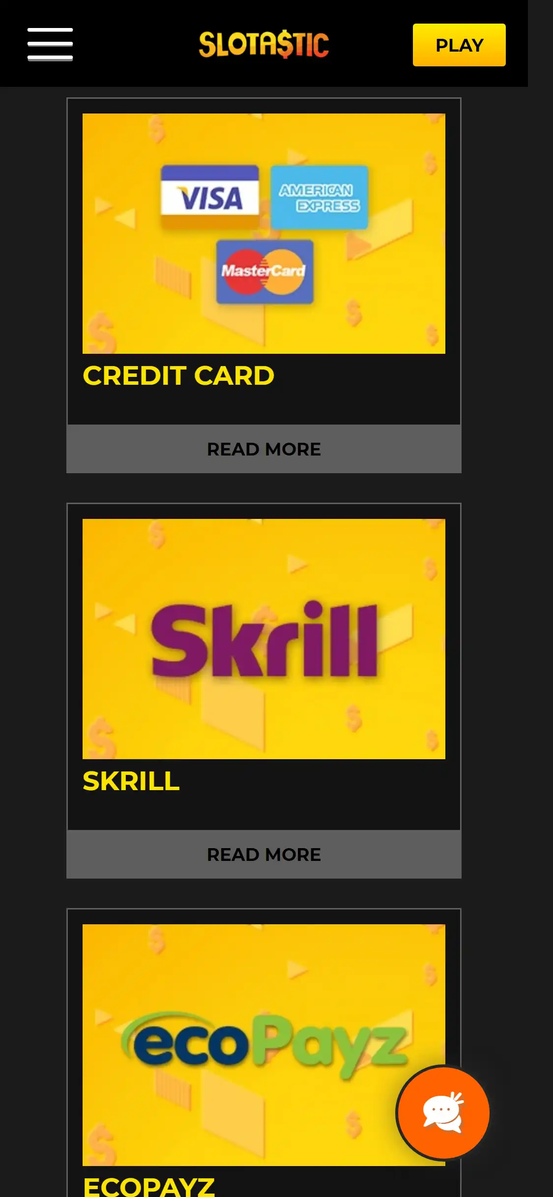 Slotastic Casino Mobile Payment Methods Review