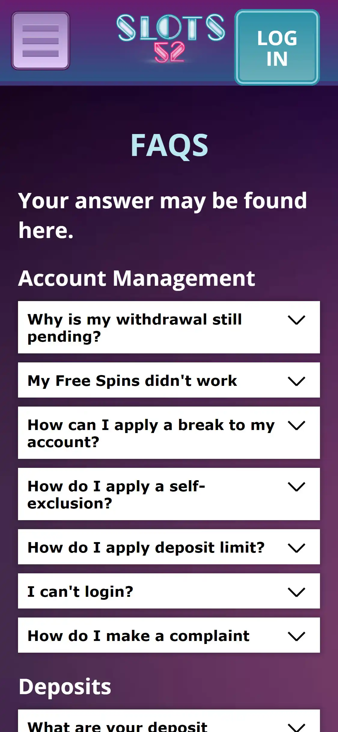 Slots52 Casino Mobile Support Review