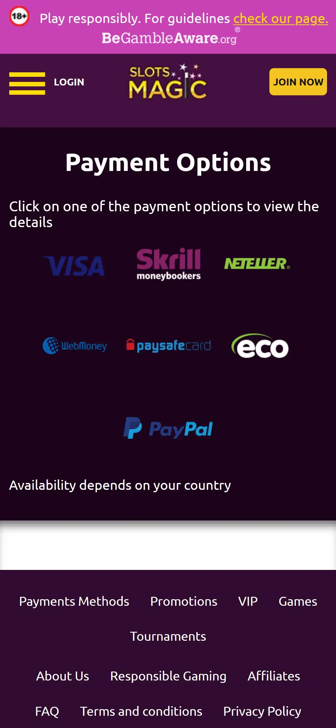 Slots Magic Casino Mobile Payment Methods Review