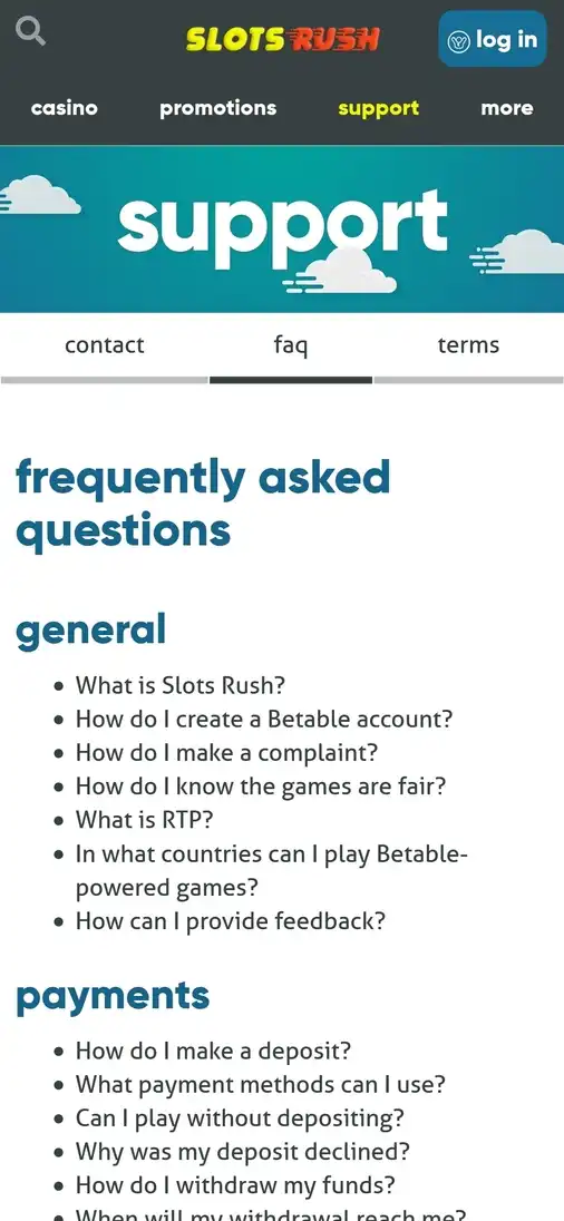 Slots Rush Casino Mobile Support Review