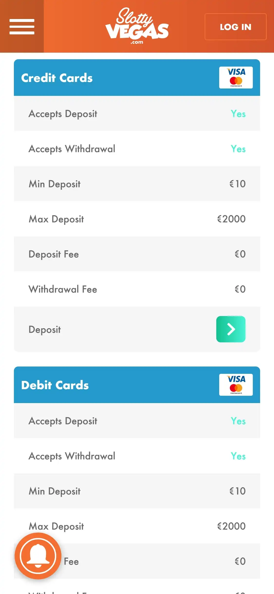 Slotty Vegas Casino Mobile Payment Methods Review