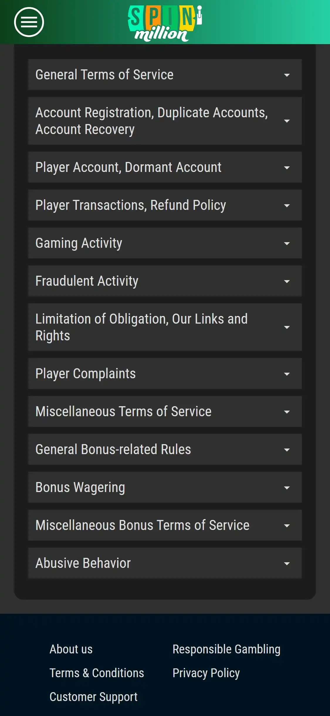Spin Million Mobile Support Review
