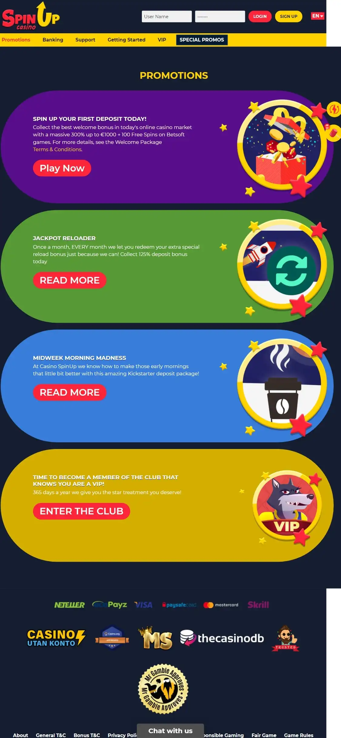 Spin-up Casino Mobile No Deposit Bonus Review