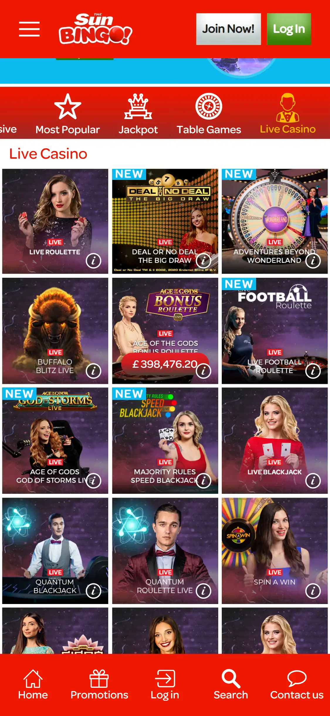 Sunbingo Casino Mobile Live Dealer Games Review