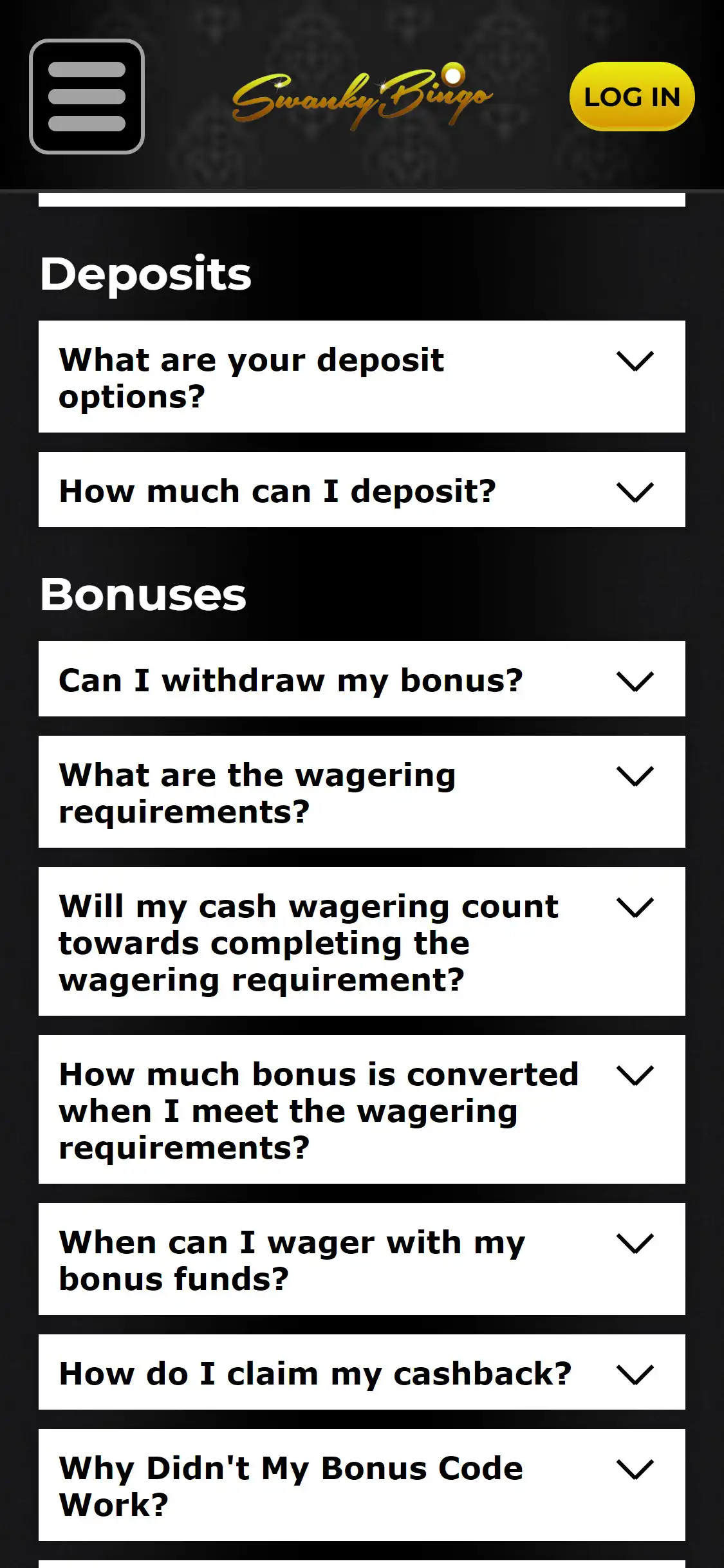 Swanky Bingo Casino Mobile Payment Methods Review