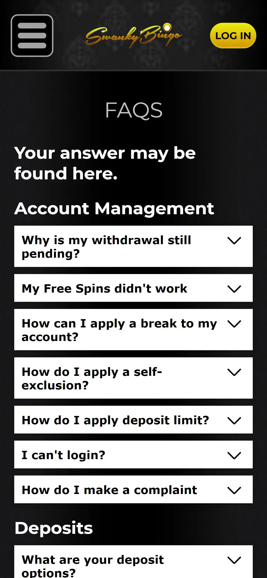 Swanky Bingo Casino Mobile Support Review
