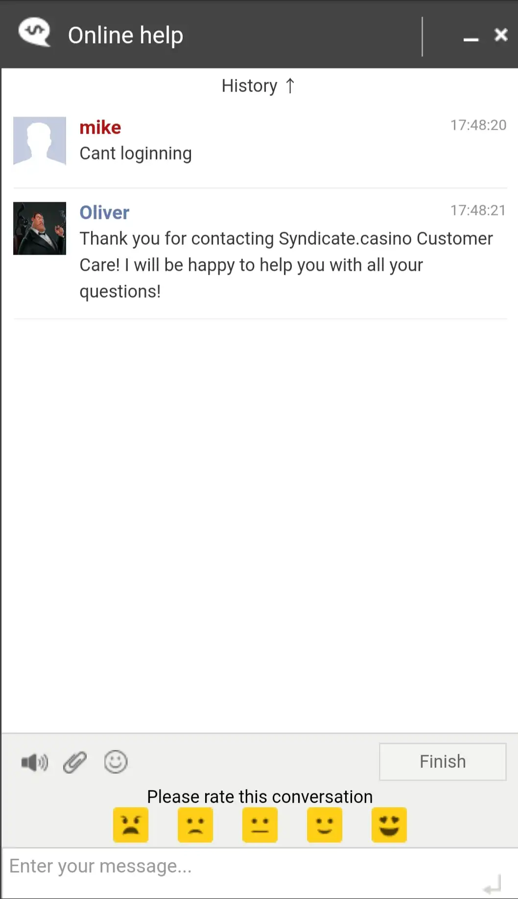 Syndicate Casino Mobile Support Review