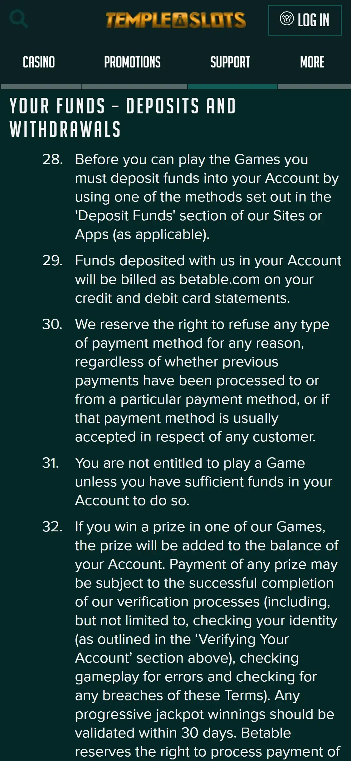 Temple Slots Casino Mobile Payment Methods Review