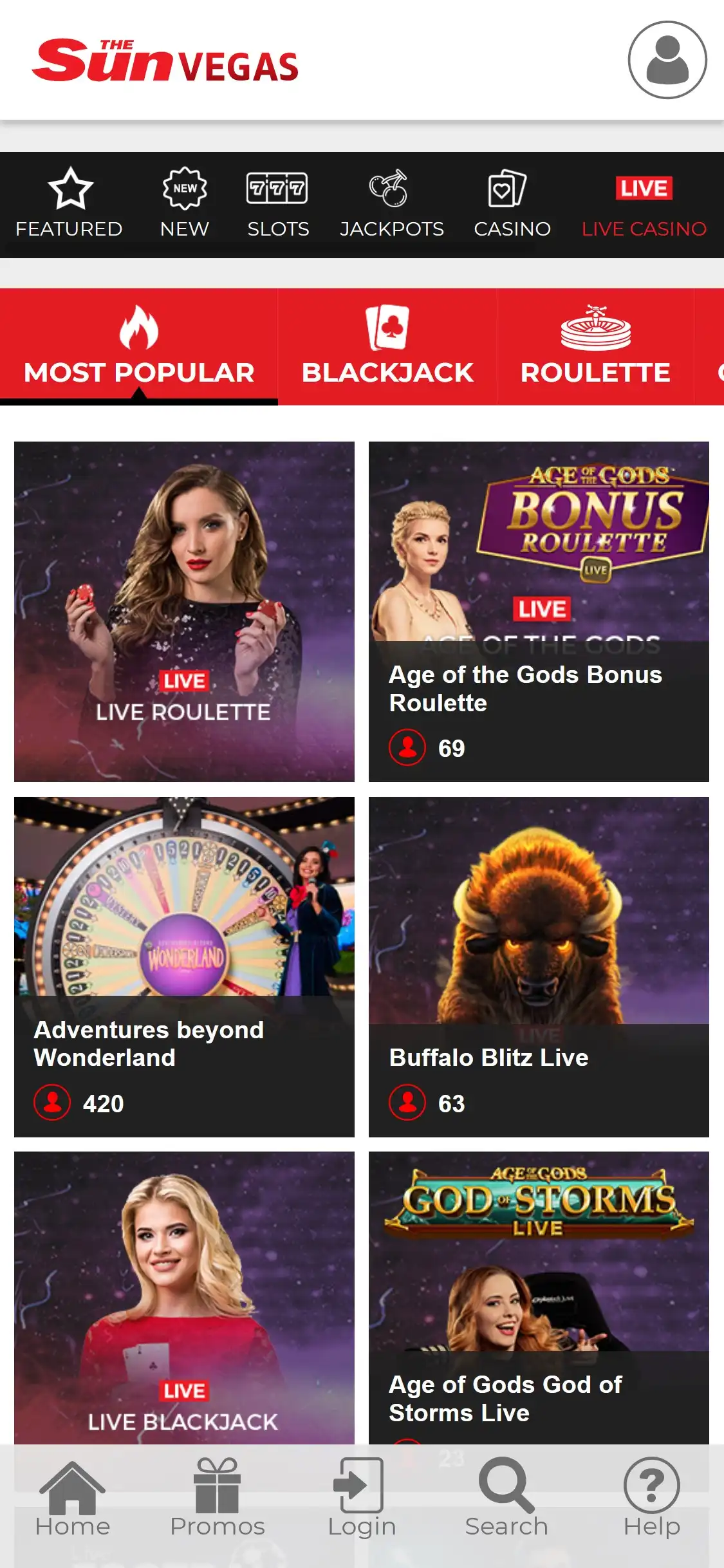 The Sun Vegas Casino Mobile Live Dealer Games Review