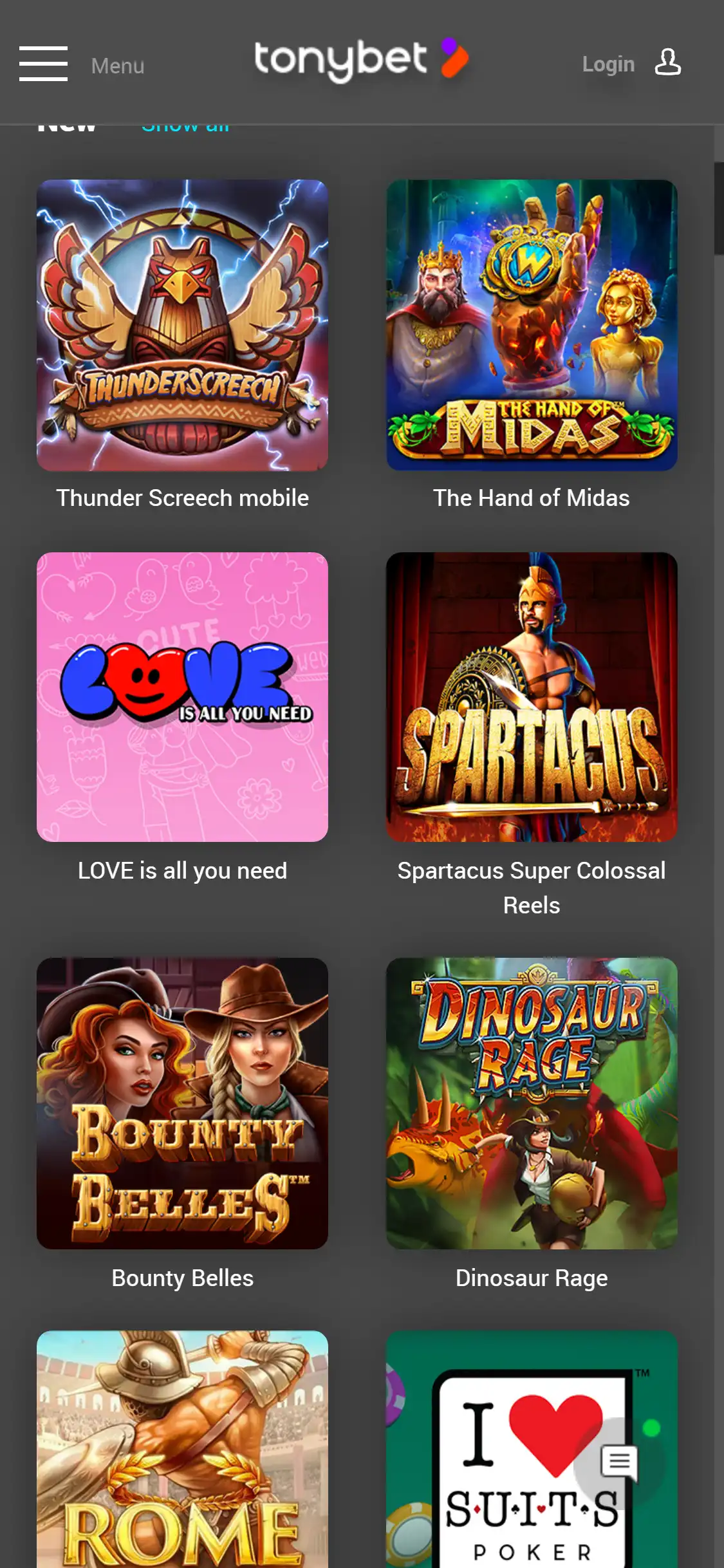 TonyBet Casino Mobile Games Review