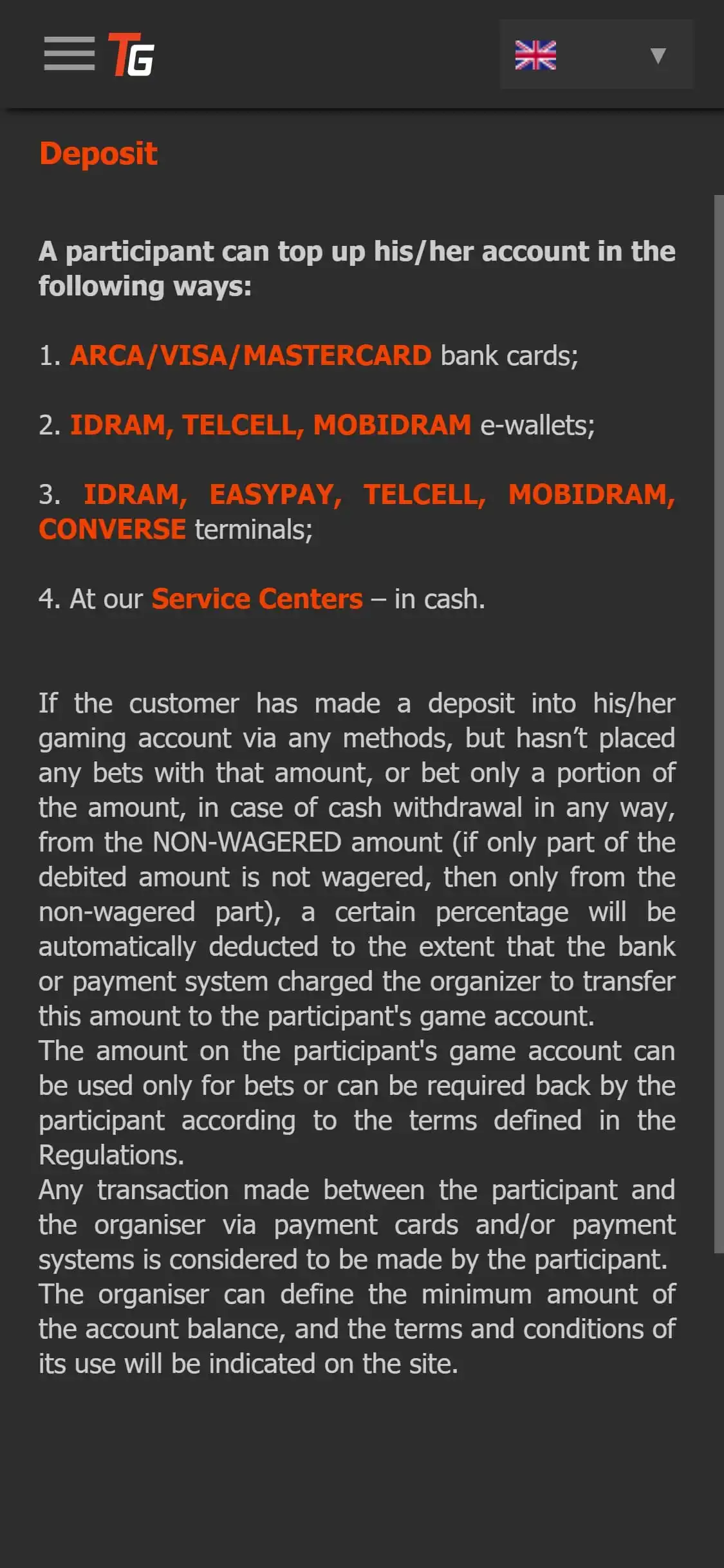 Toto Gaming Casino Mobile Payment Methods Review