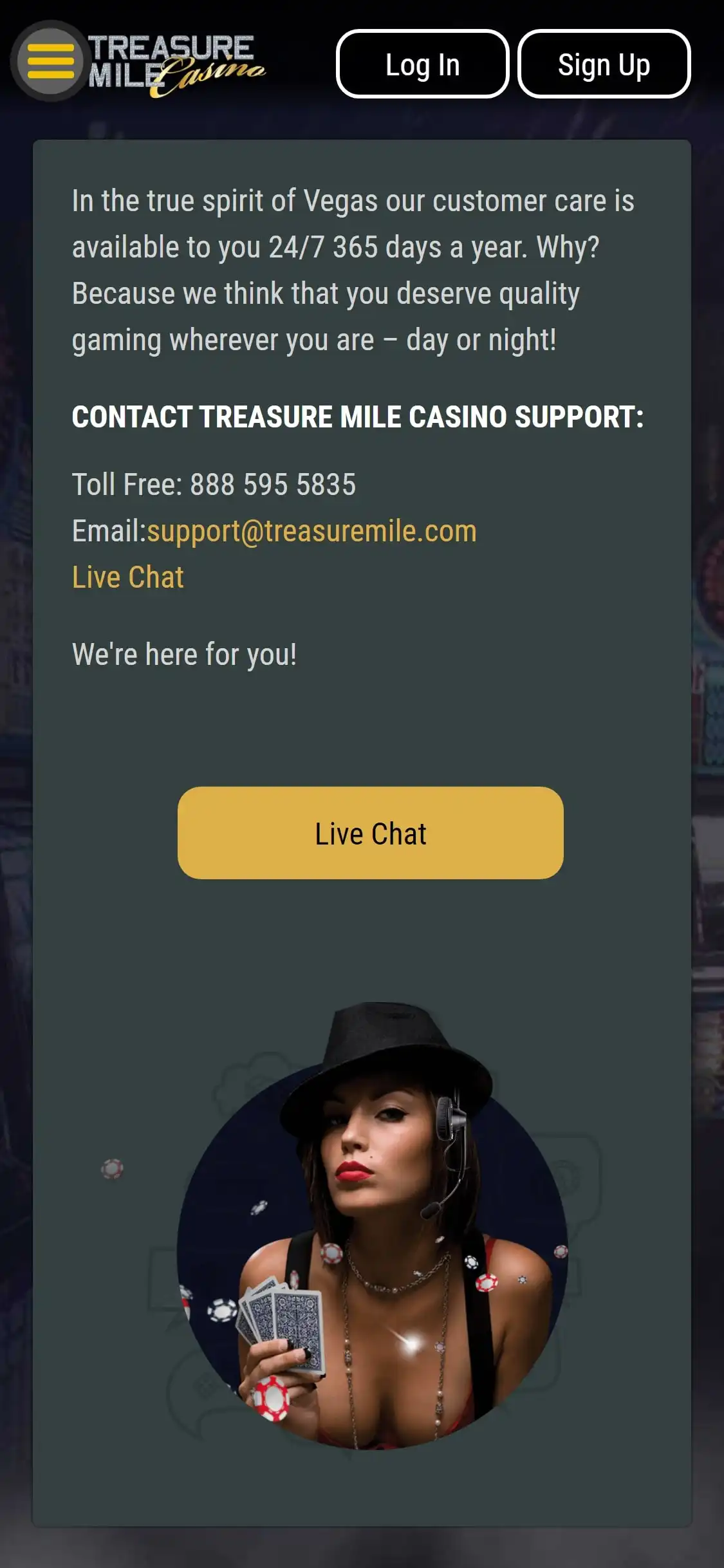 Treasure Mile Casino Mobile Support Review