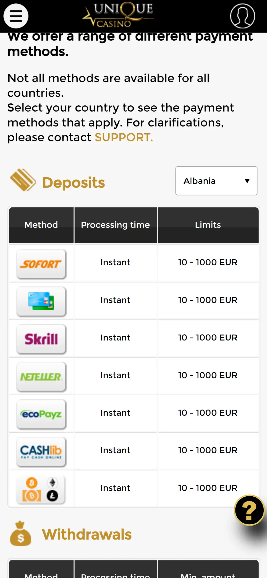 Unique Casino Mobile Payment Methods Review