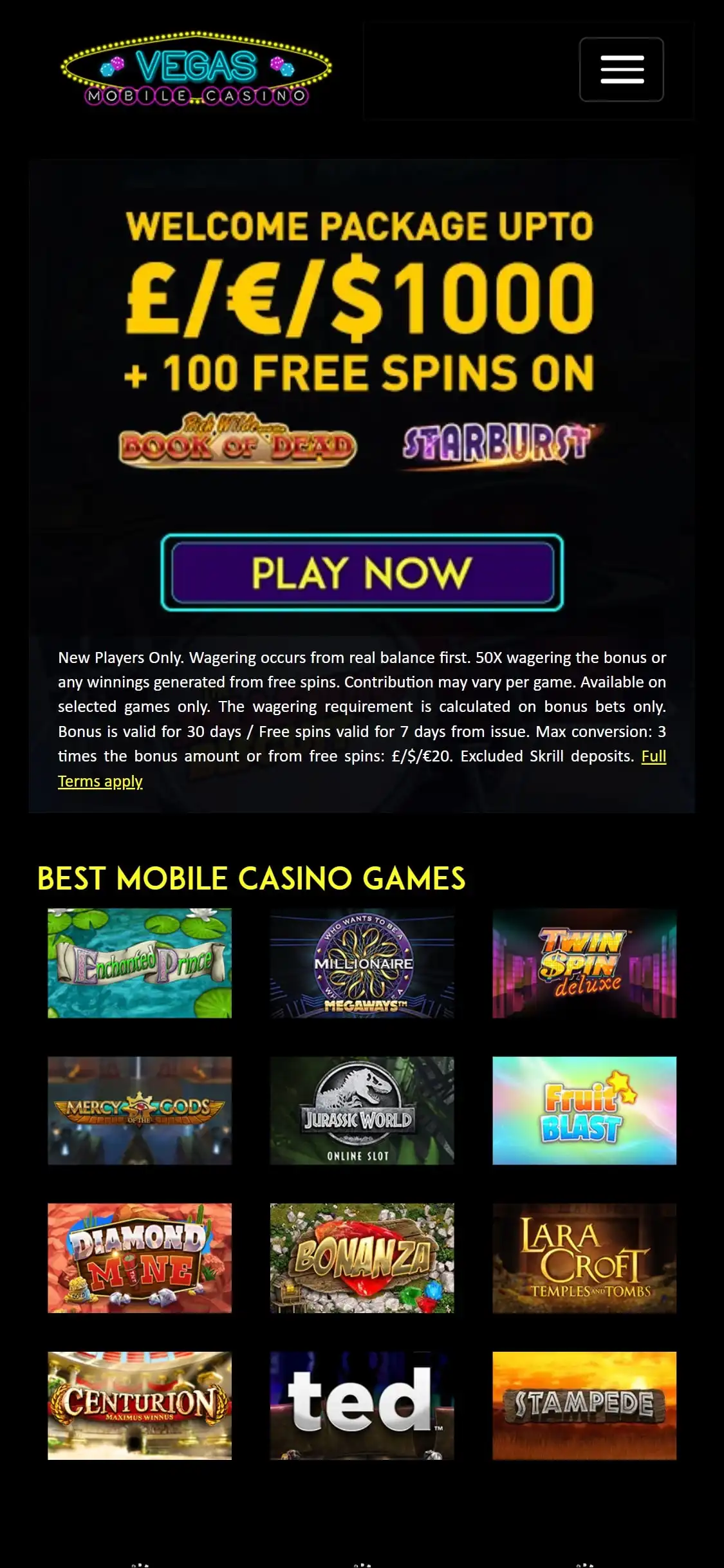 Vegas Mobile Casino Mobile Review