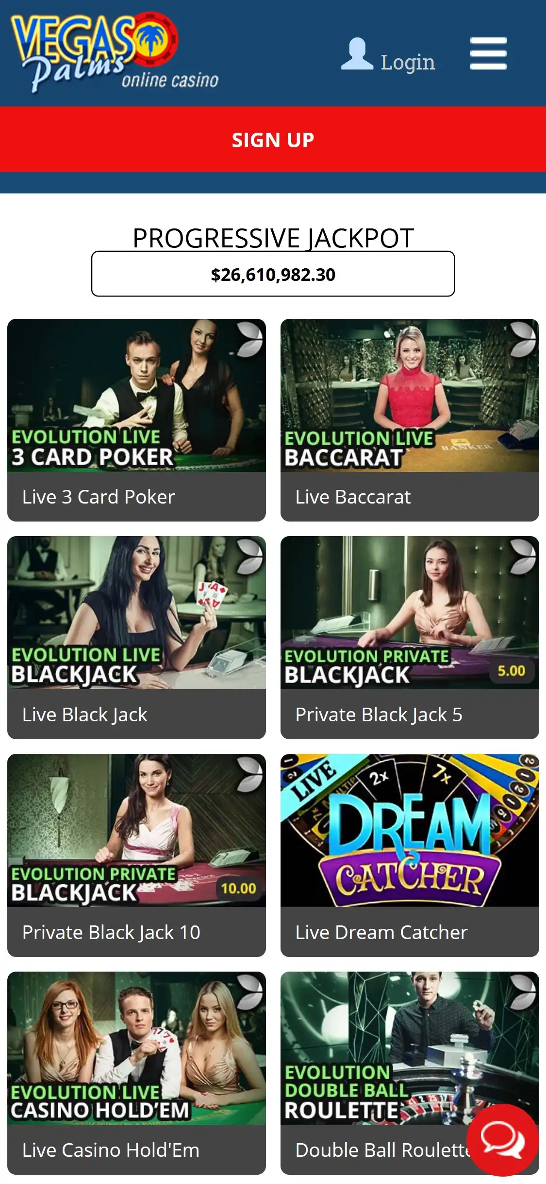 Vegas Palms Casino Mobile Live Dealer Games Review