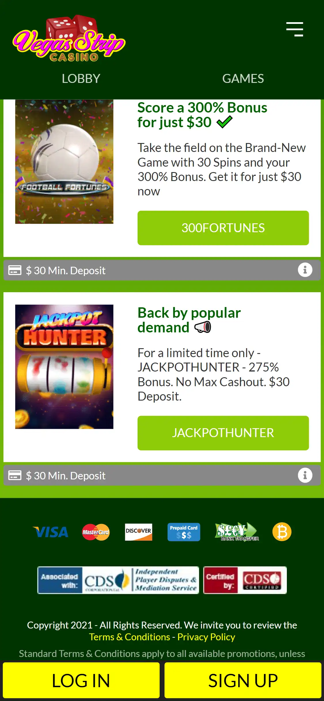 Vegas Strip Casino Mobile No Deposit Bonus Review