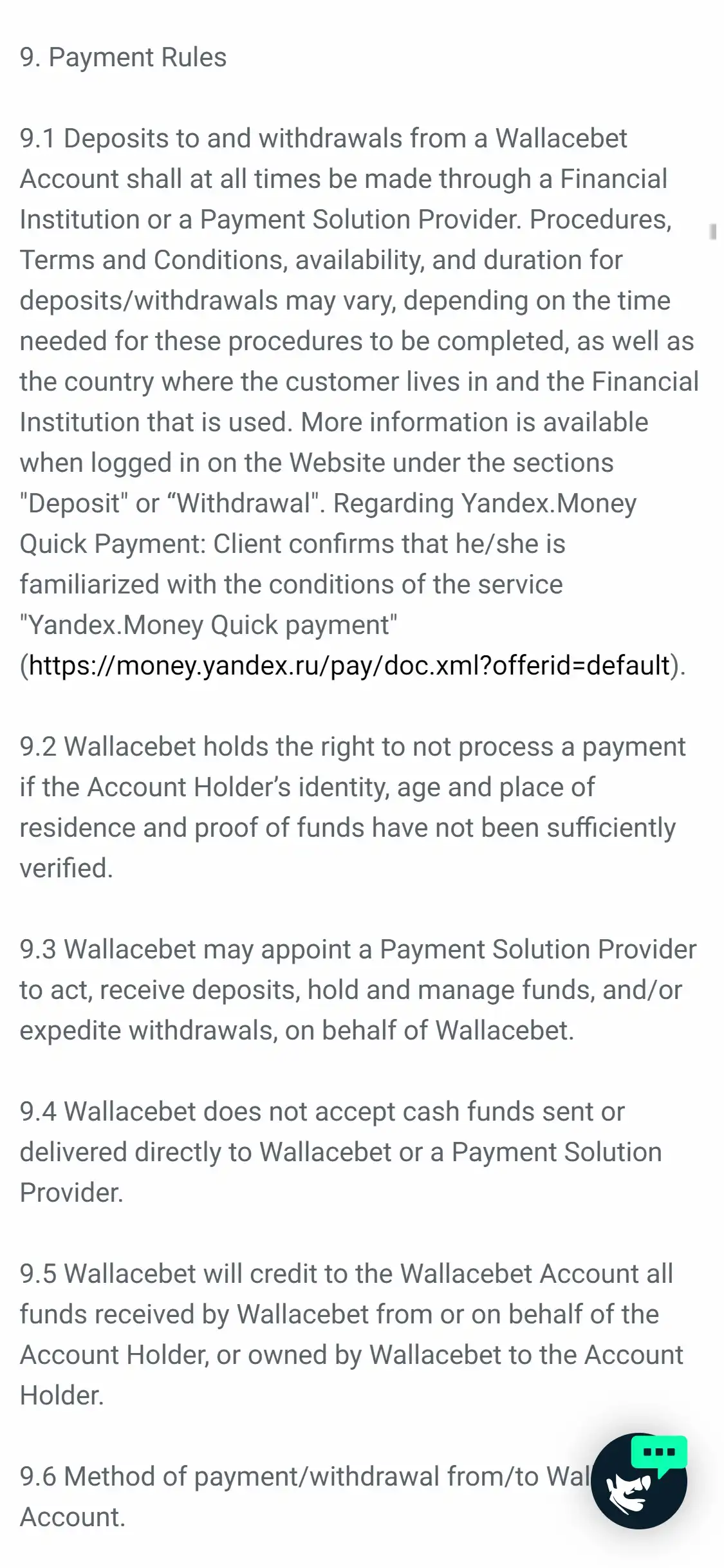 Wallacebet Mobile Payment Methods Review