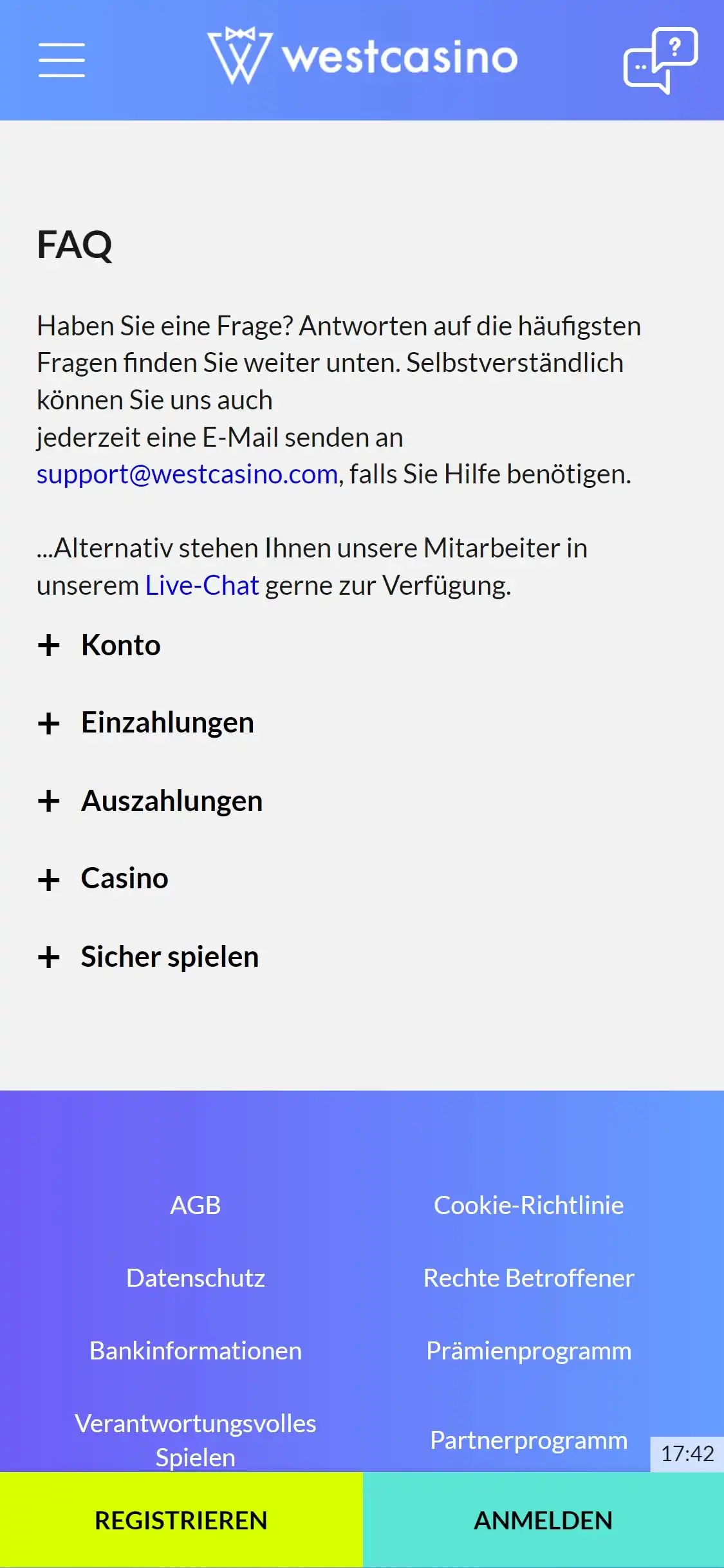 WestCasino Mobile Support Review