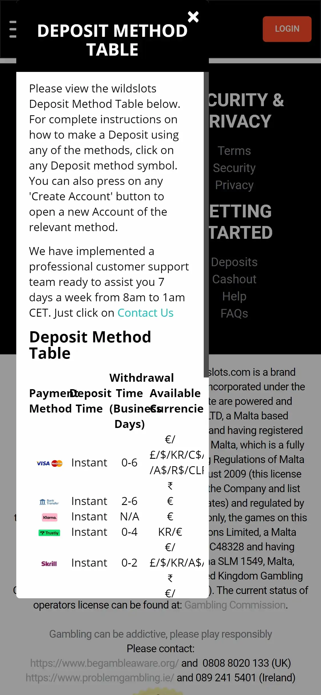 WildSlots Casino Mobile Payment Methods Review