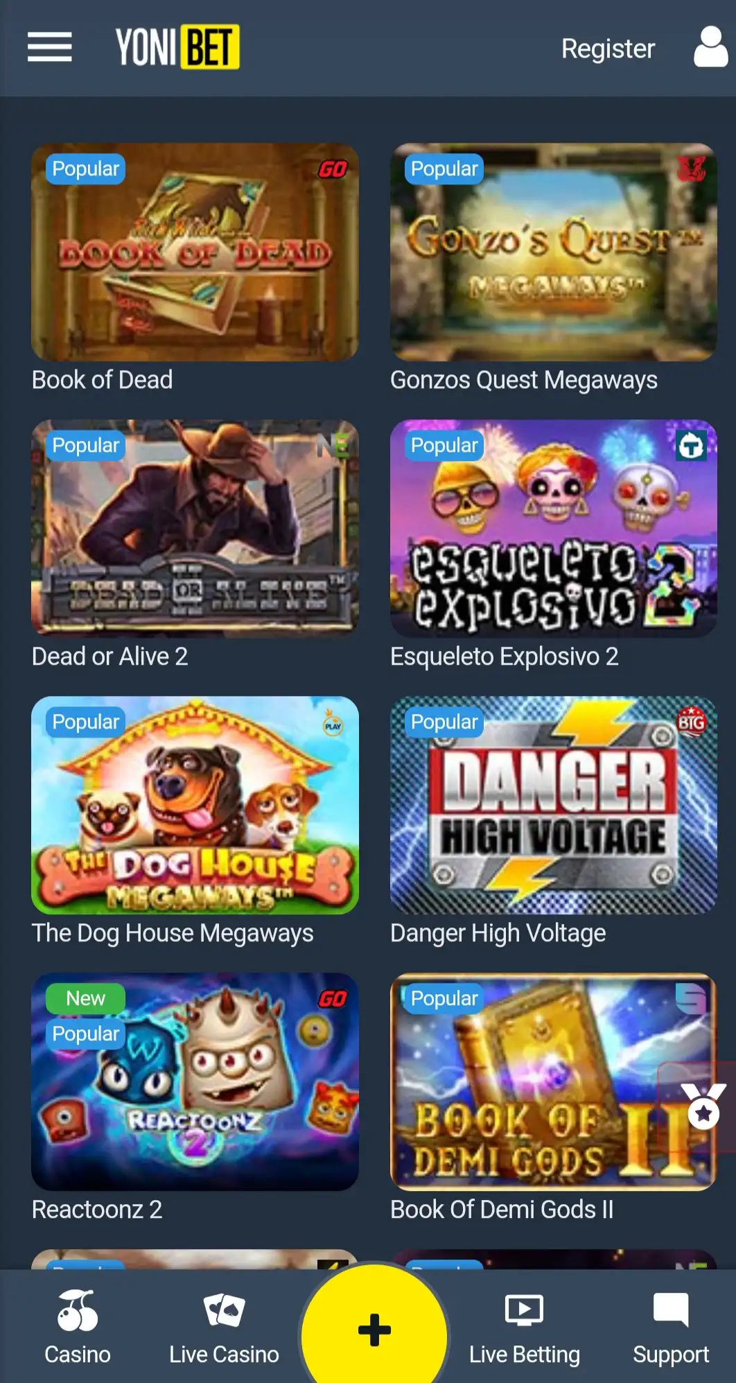 Yonibet Casino Mobile Games Review