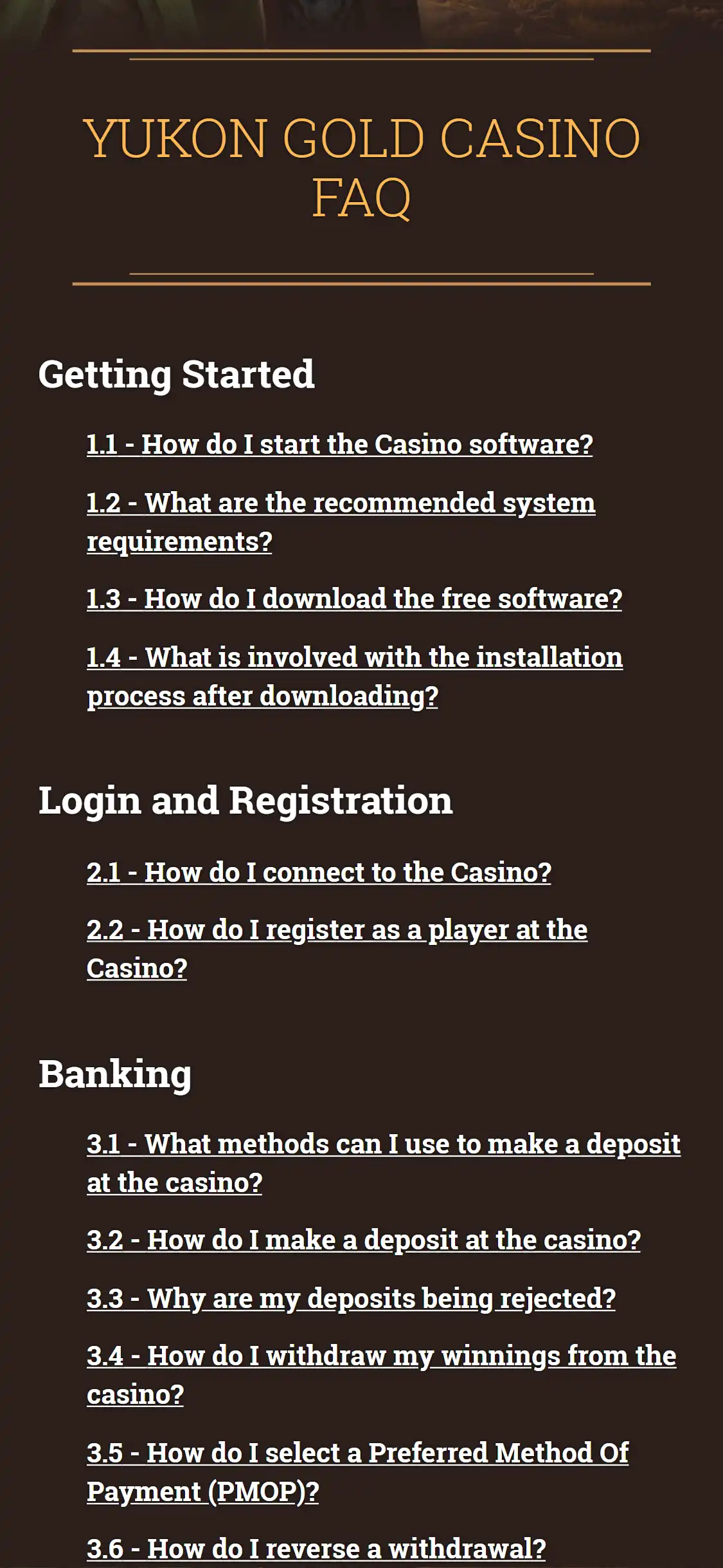 Yukon Gold Casino EU Mobile Support Review