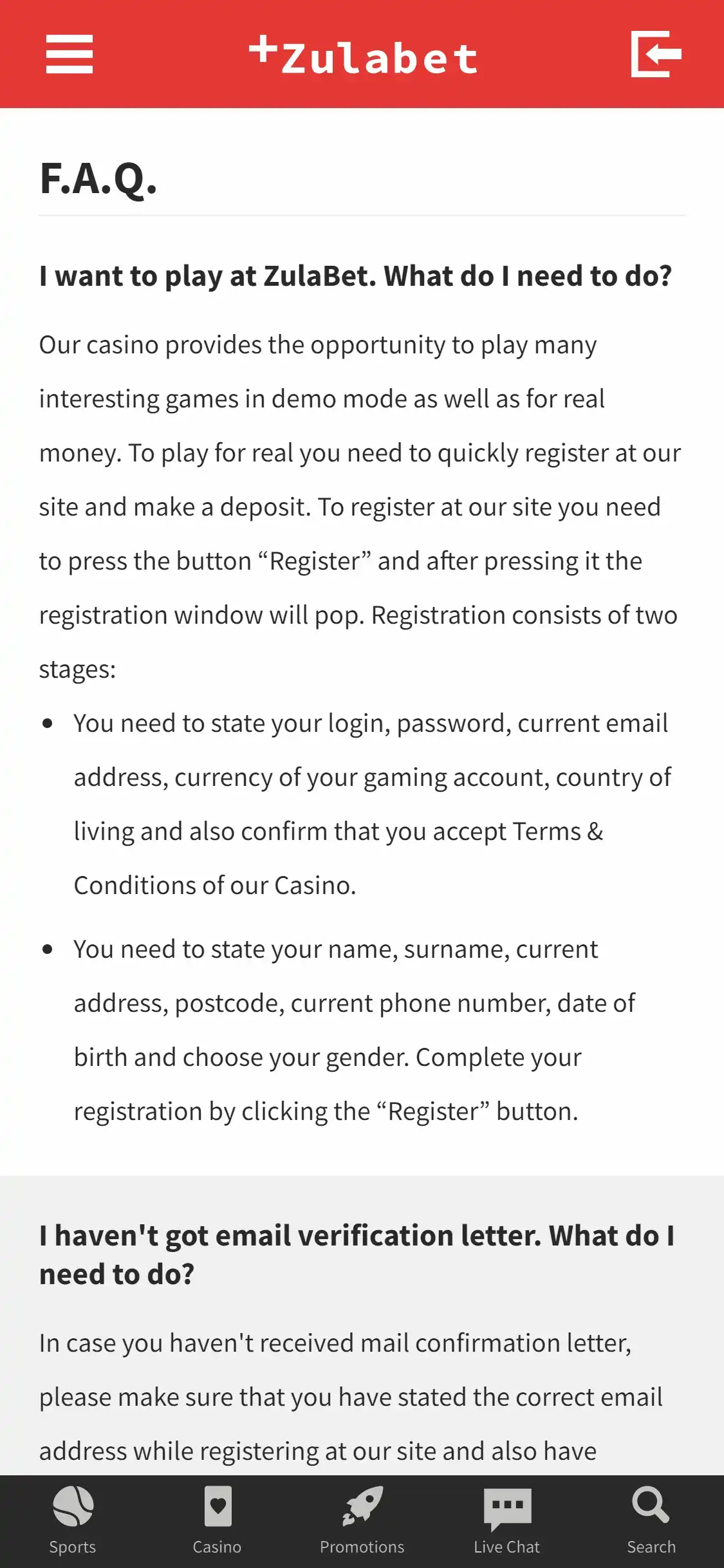 Zulabet Casino Mobile Support Review